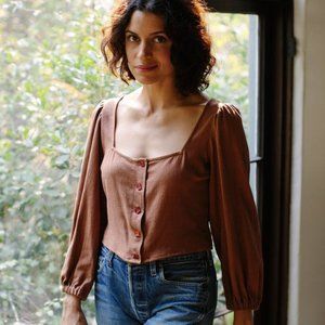 Rachel Pally Linen Long Sleeve Kimmie Top - Small